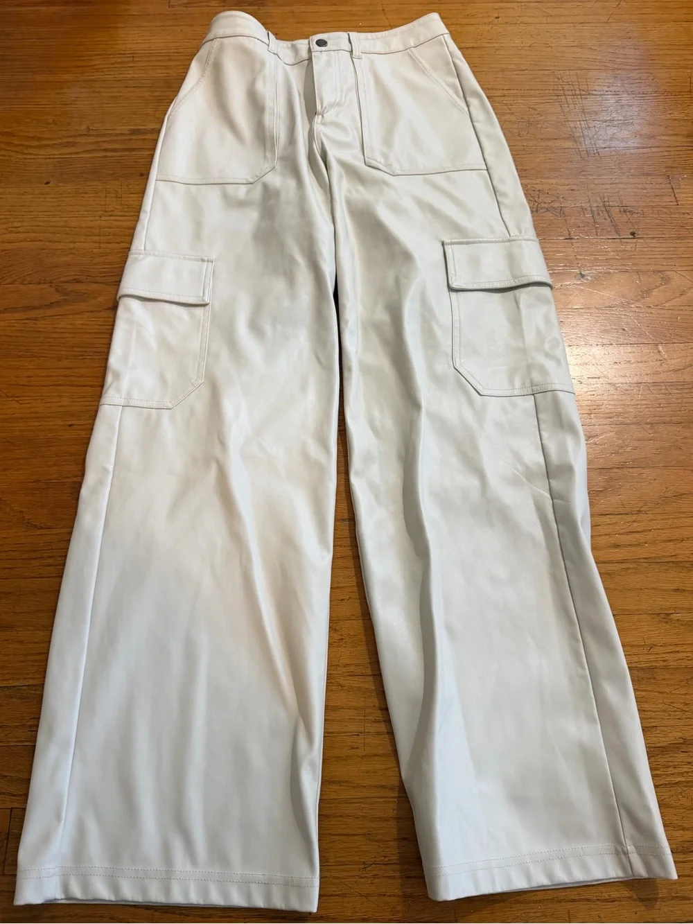 Wild Fable Wide-Leg Cargo Faux Leather Pants in Light Beige - Picture 2 of 4